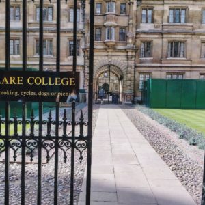 Clare College Cambridge Gates and Sign