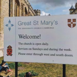 Great St Mary's The University Church Cambridge Welcome Sign Photograph