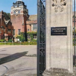 Westminster College Cambridge Gates and Sign Photograph